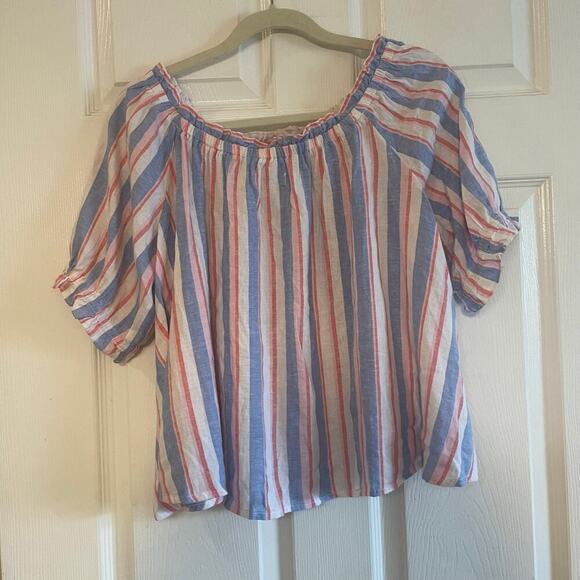 Crown & Ivy striped off-shoulder top size large - Picture 1 of 10